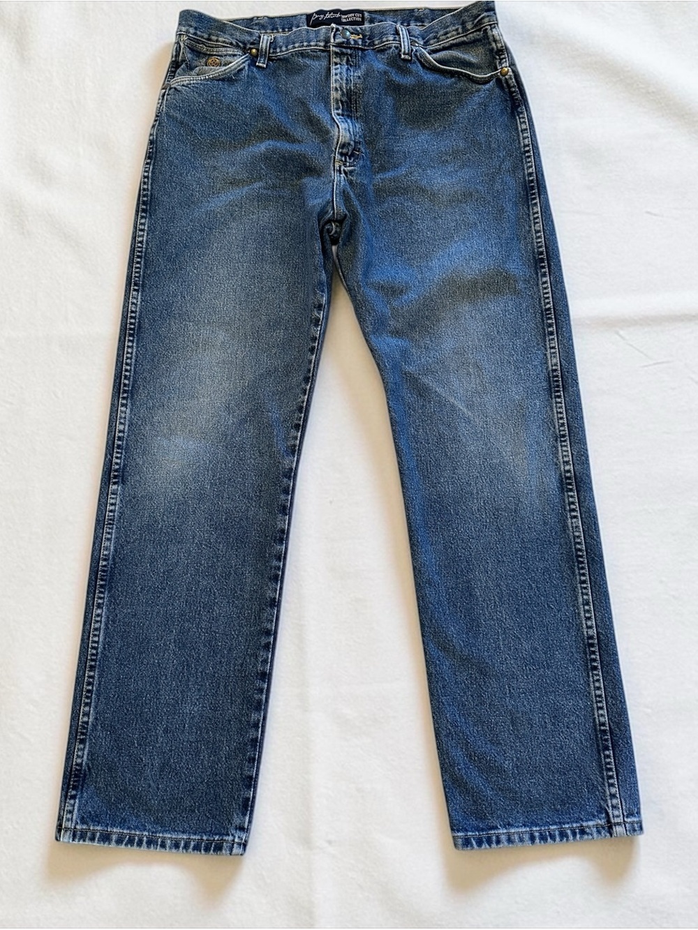 Vtg Wrangler George Strait Cowboy Cut Jeans Mens Tag Sz 36x32 Blue Straight Leg